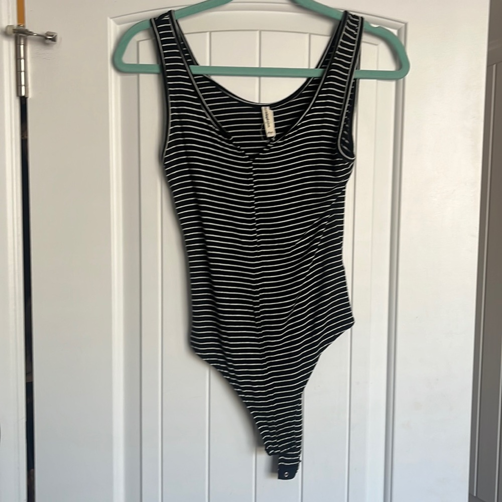Black and white striped body suit (cotton)